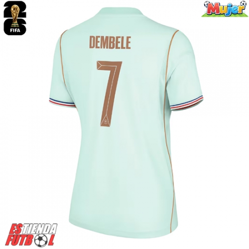 Francia Ousmane Dembele #7 Segunda Equipación Mujer Mundial 2026 Manga Corta